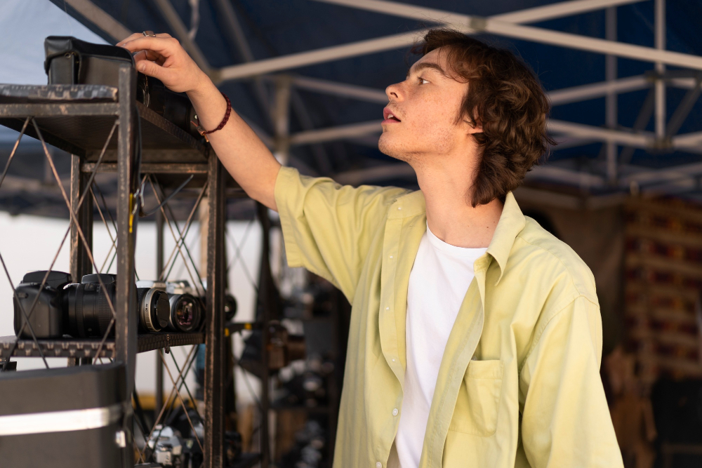 Crew member working on a professional production